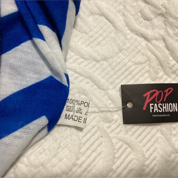 Blue & White Chevron Scarf with Zipper Pocket & Scarf Holder - Picture 9 of 11